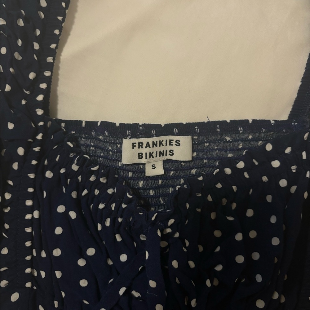 Frankie's Bikinis Navy Polka Dot Mini Dress - Picture 2 of 4